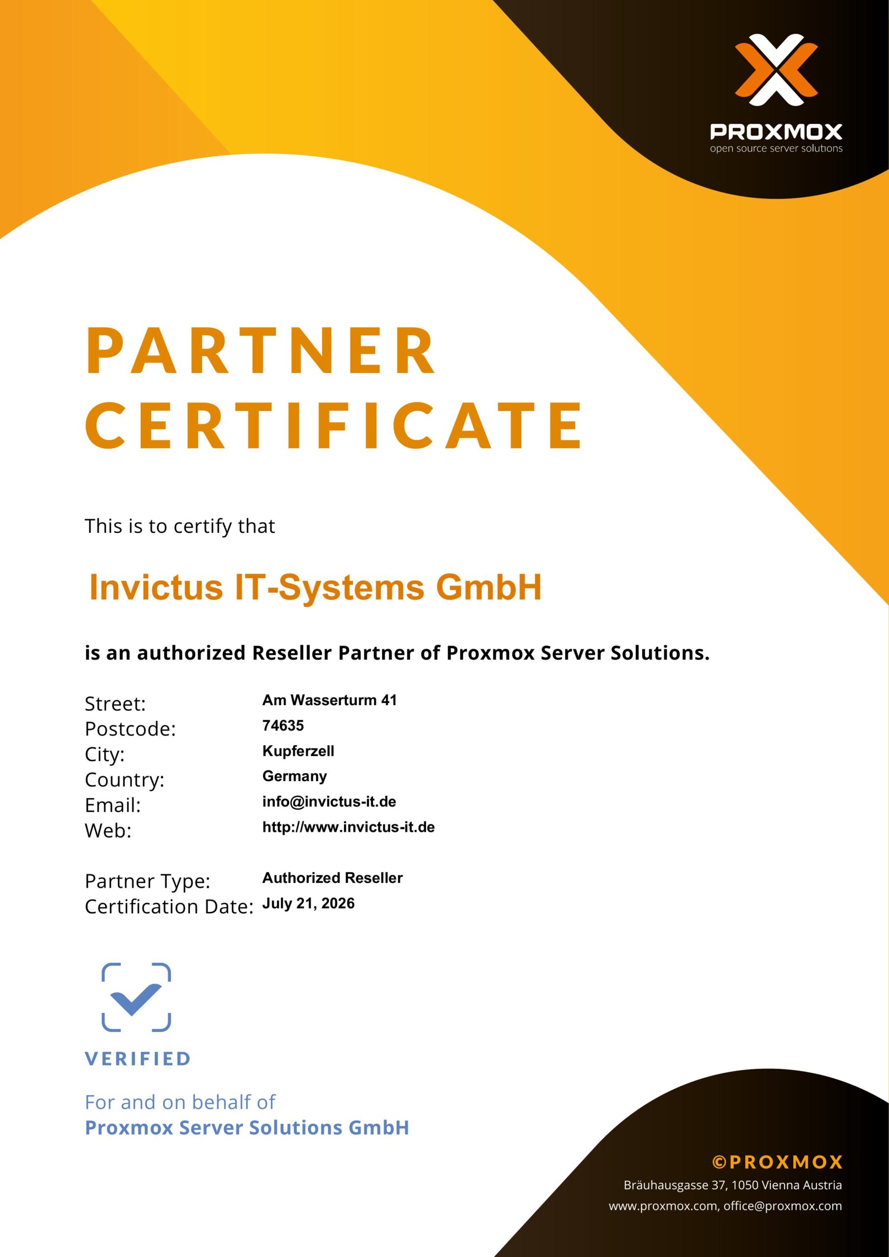 Proxmox Partner Certificate scaled